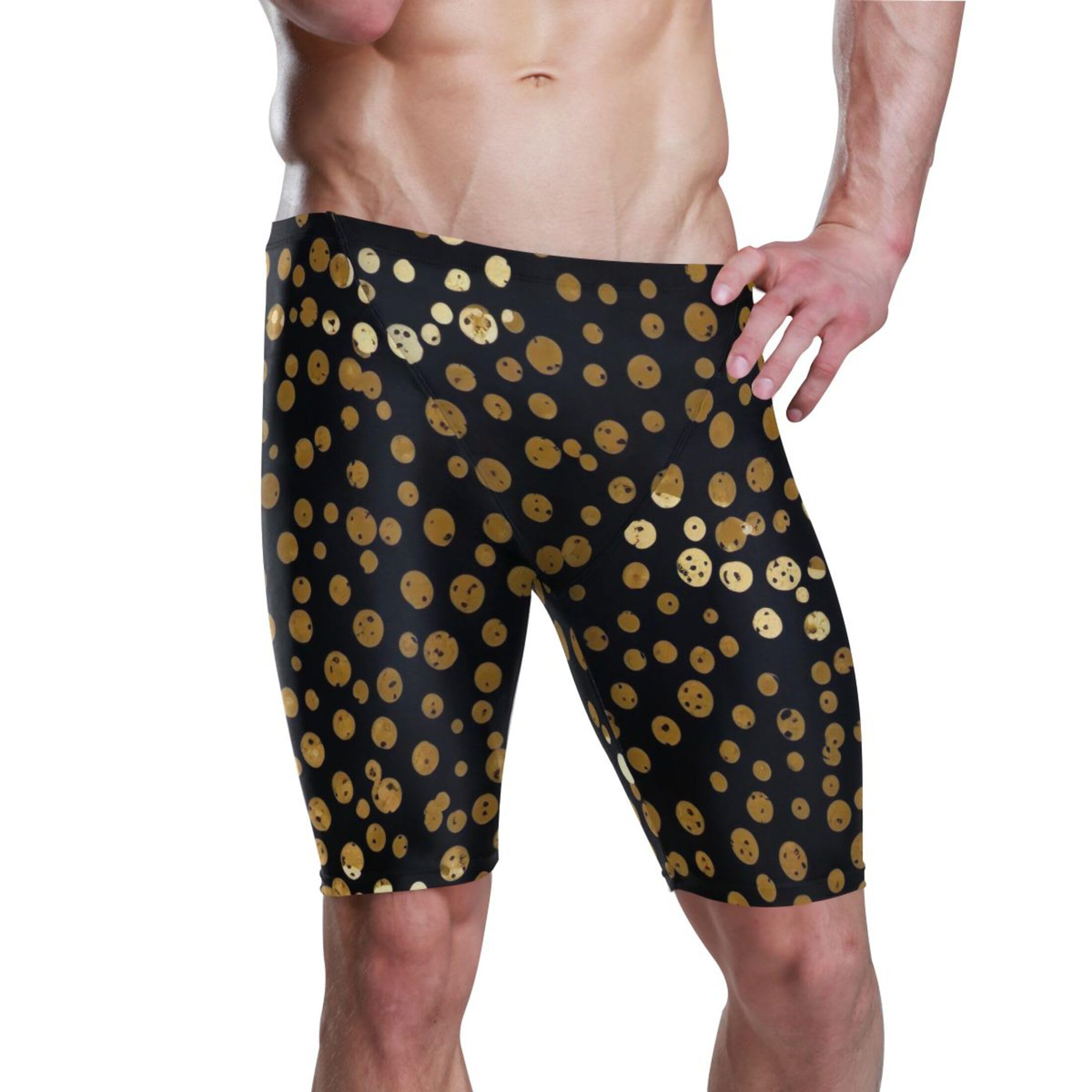 UMIRIKO Gold Leopard Men's Swim Jammers Swimsuit M B0401163