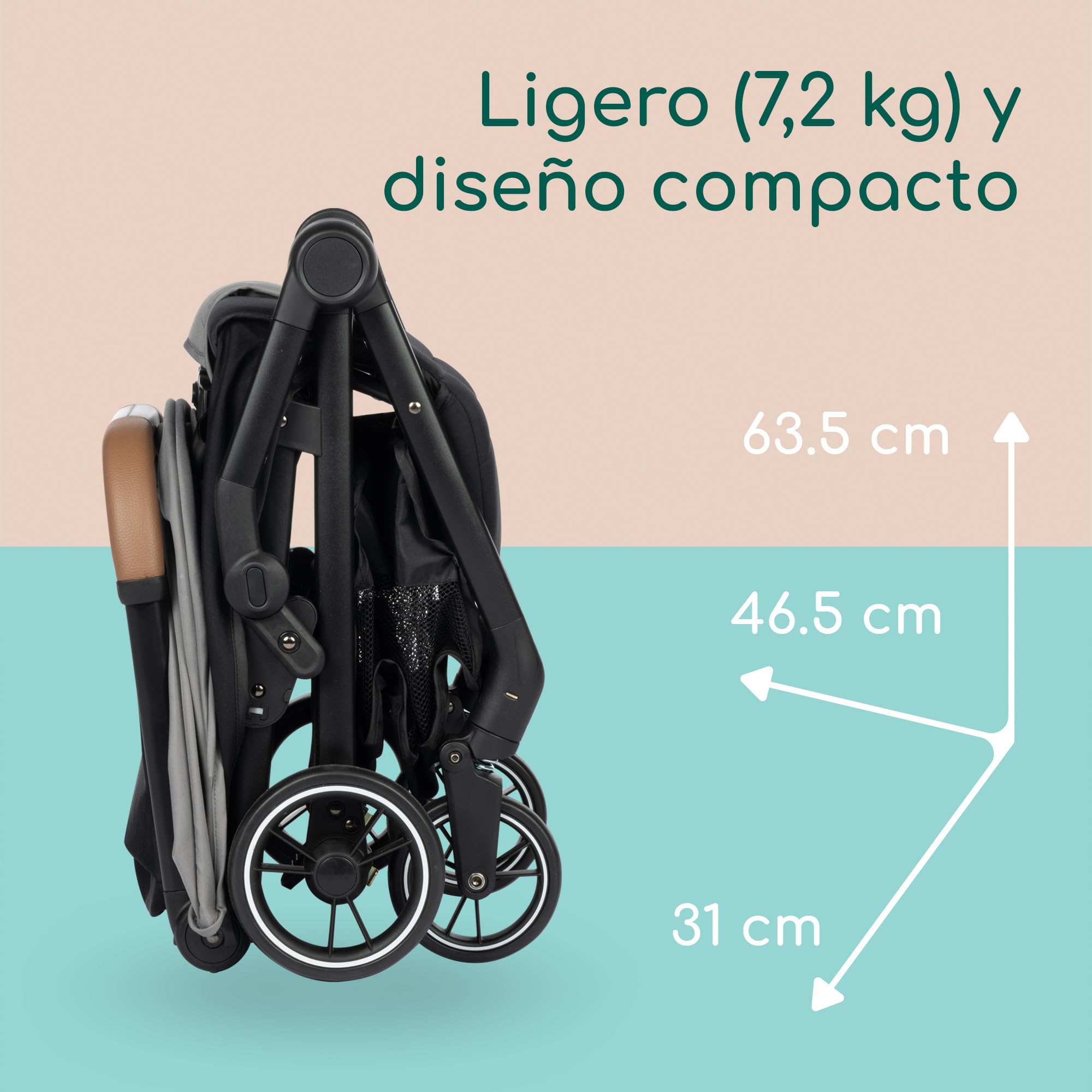 Bebeconfort Sunlite, Silla paseo bebé, 0-4 años(máx. 22kg), Silla de paseo ligera (7,2kg), Posición tumbada, Plegado automático y compacto, Reclinado con 1 mano, Gran Cesta (5 kg), Tinted Grey