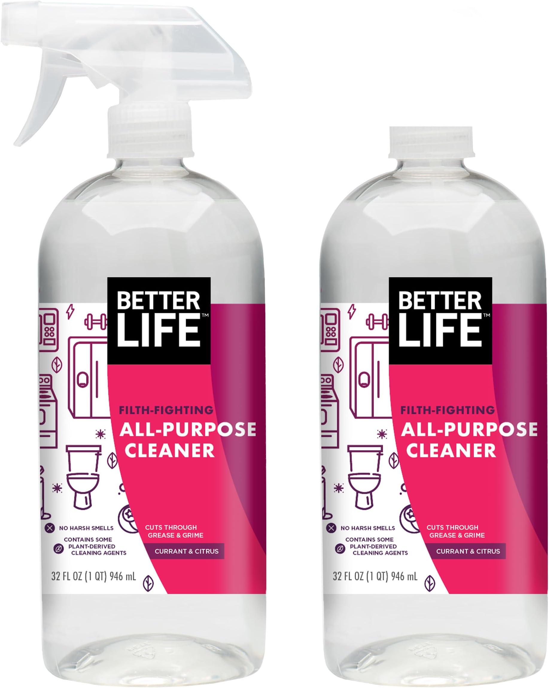 Better Life All-Purpose Cleaner, Pomegranate, 32 Fl Oz (Pack of 2), Pomegranate, 64 Fl Oz