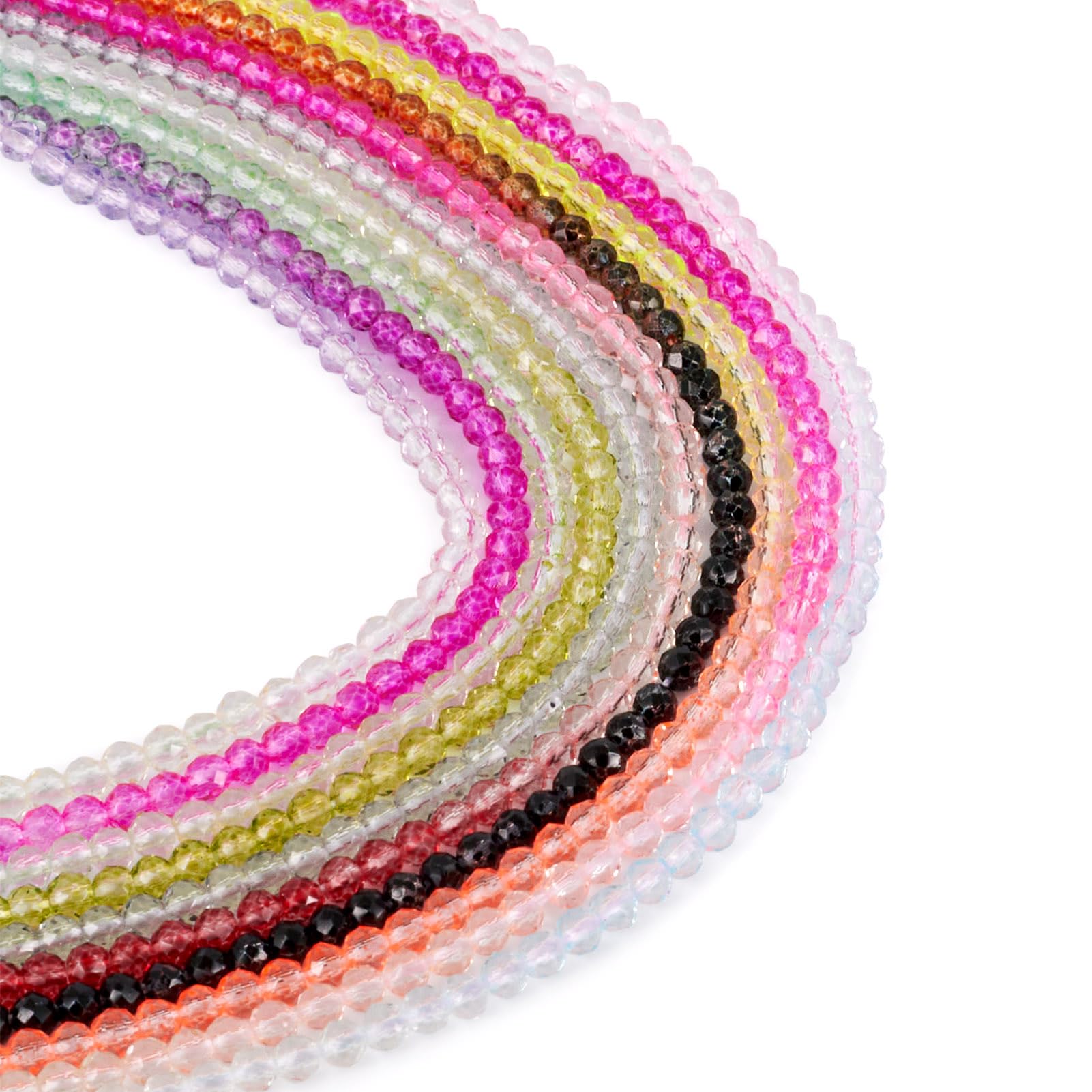 Spritewelry 10 Strands Crystal Faceted Glass Beads Gradient Color Round Spacer Beads Bulk for DIY Necklace Bracelet Earring Crafts Jewelry Making 3x2.8mm