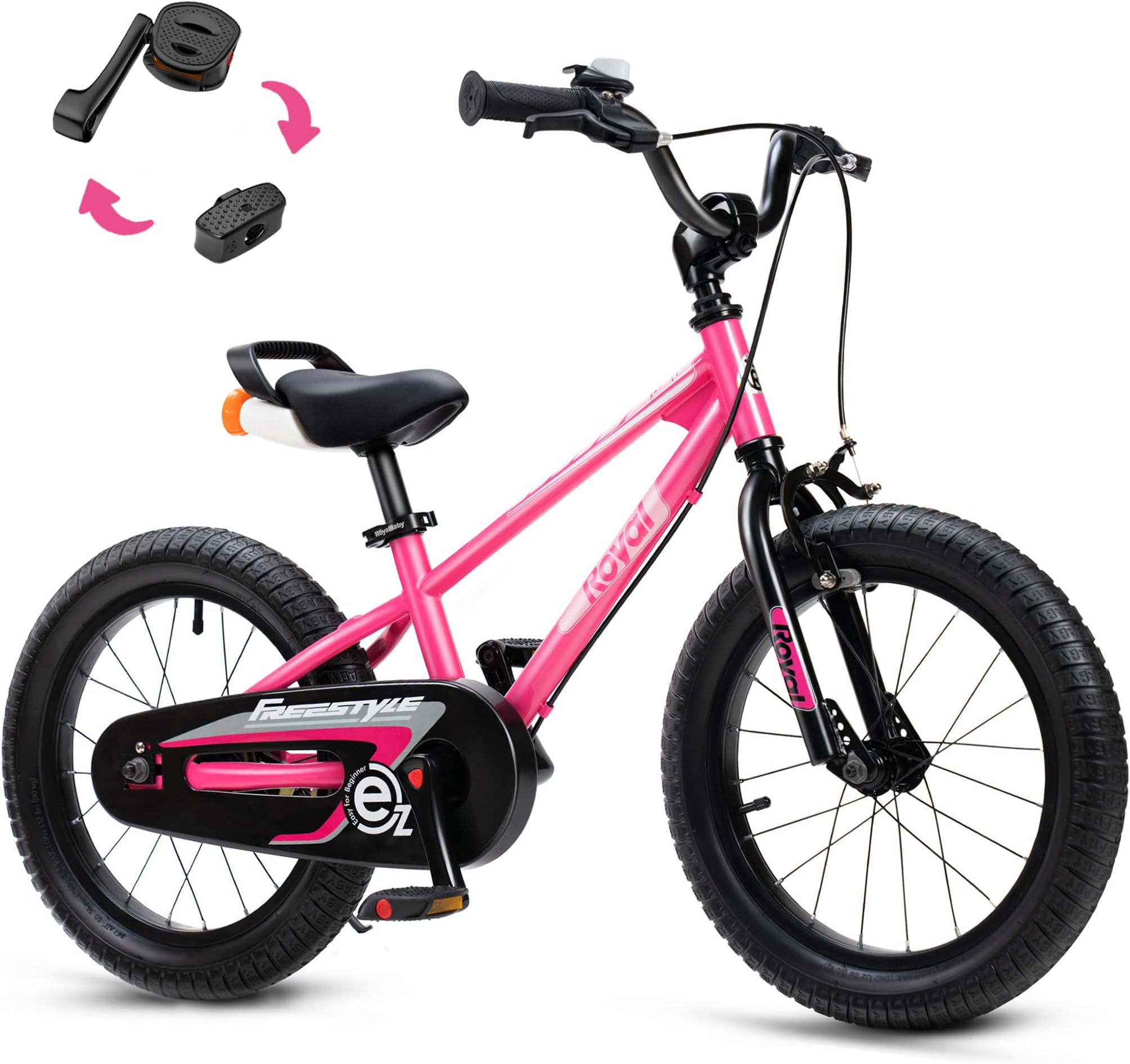 RoyalBaby EZ Kids Bike 12 14 16 18 20 Inch Balance Pedal 2-in-1 Training Bicycle Boys Girls Ages 3 to 12 Years Easy Learn for Beginners