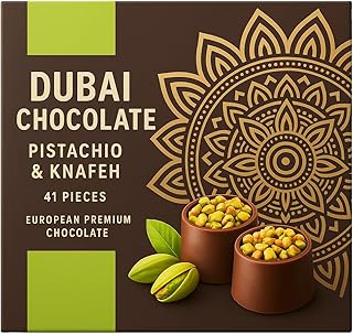 Dubai Chocolate Pistachio Filling & Knafeh - 40 Pieces Premium Gift Box