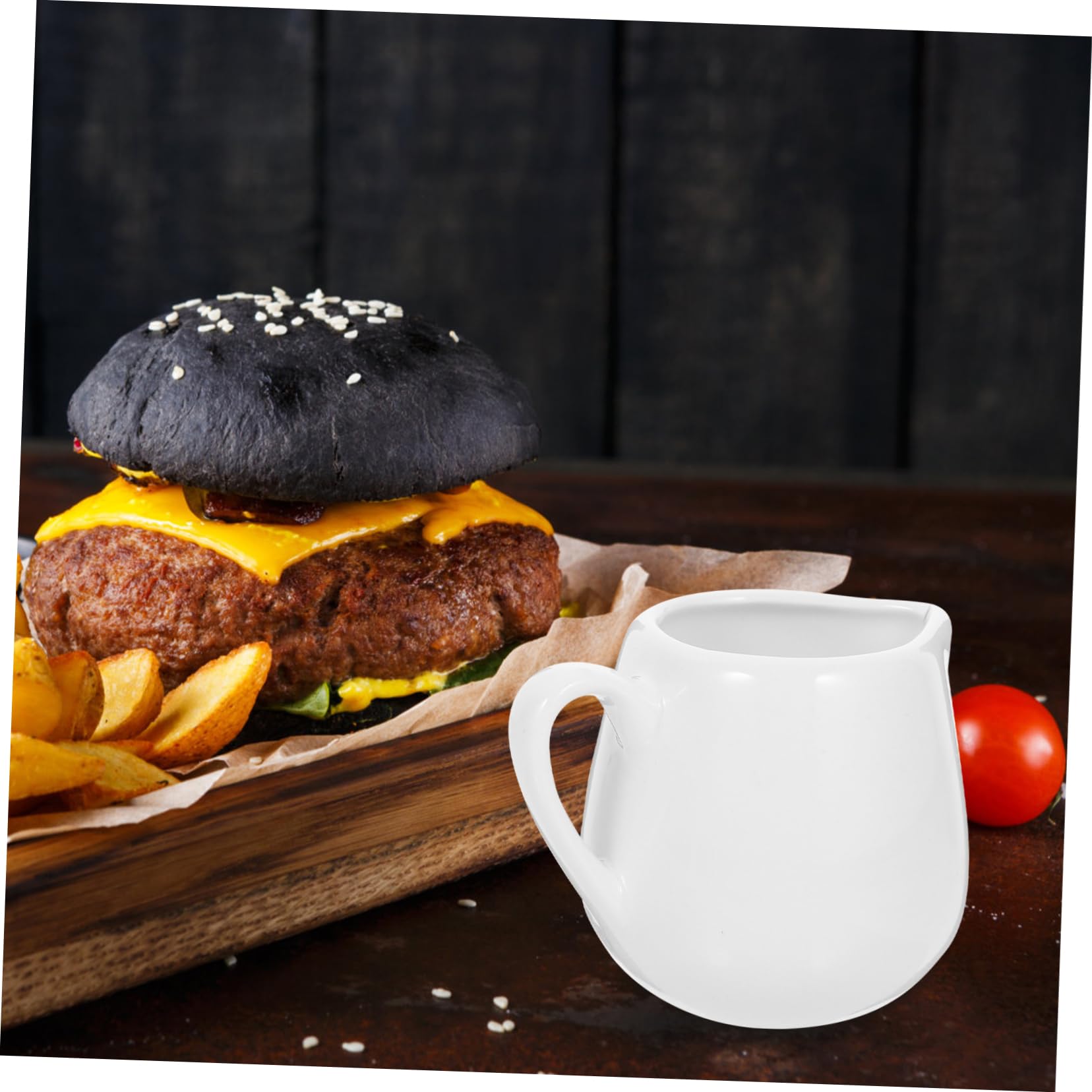 HOLIDYOYO 4 Pcs Ceramic Sauce Jugs with Handle 100ml Kitchen Sauce Containers for Cream Dressing and Condiments for Home or Restaurant Use