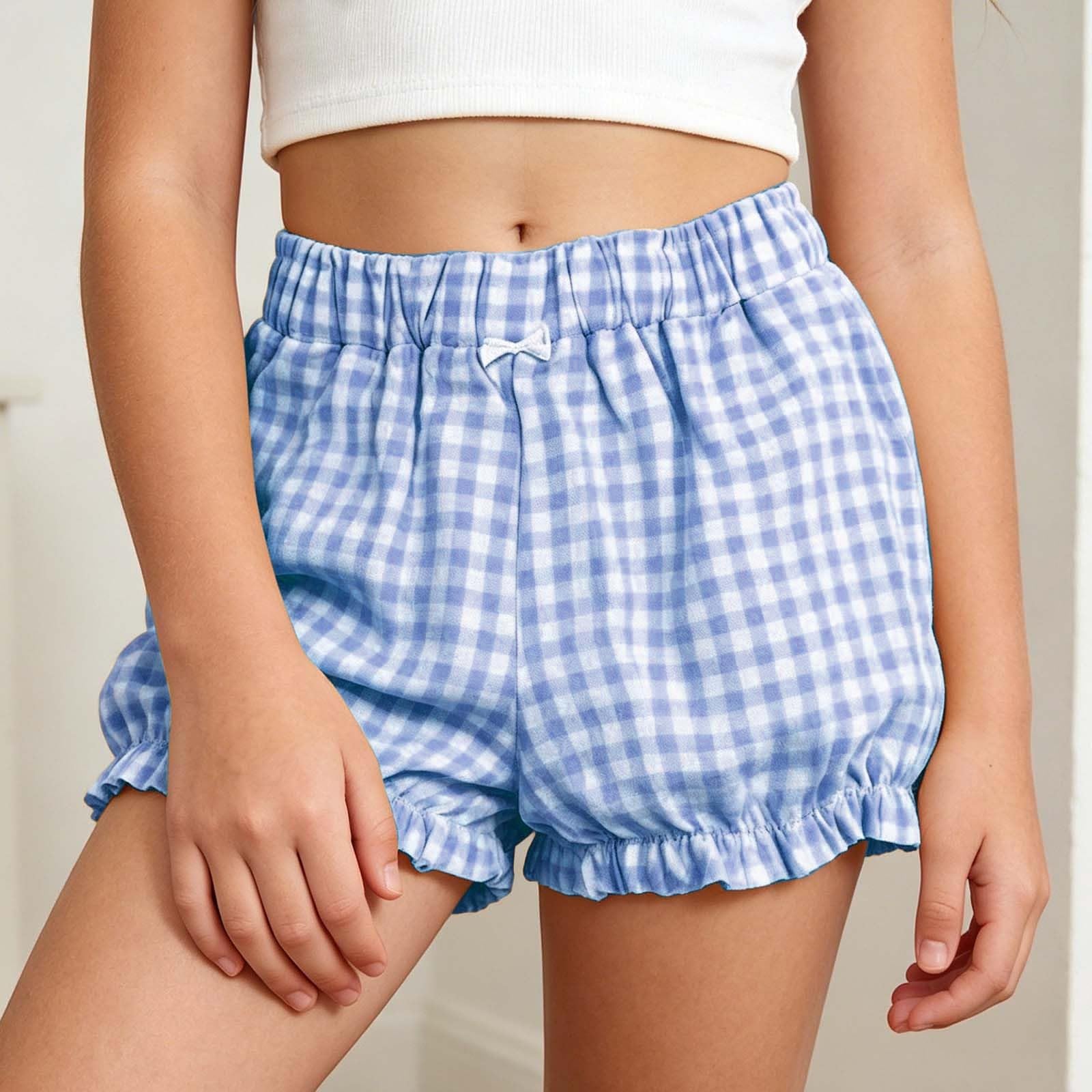Generisch Mädchen Shorts Kinder Sport Shorts mit Elastische Bund und Hohe Taille Kurze Hosen Damen Leichte Atmungsaktive Baggy Sommer Elegante Bermudas Sport Strand Schule