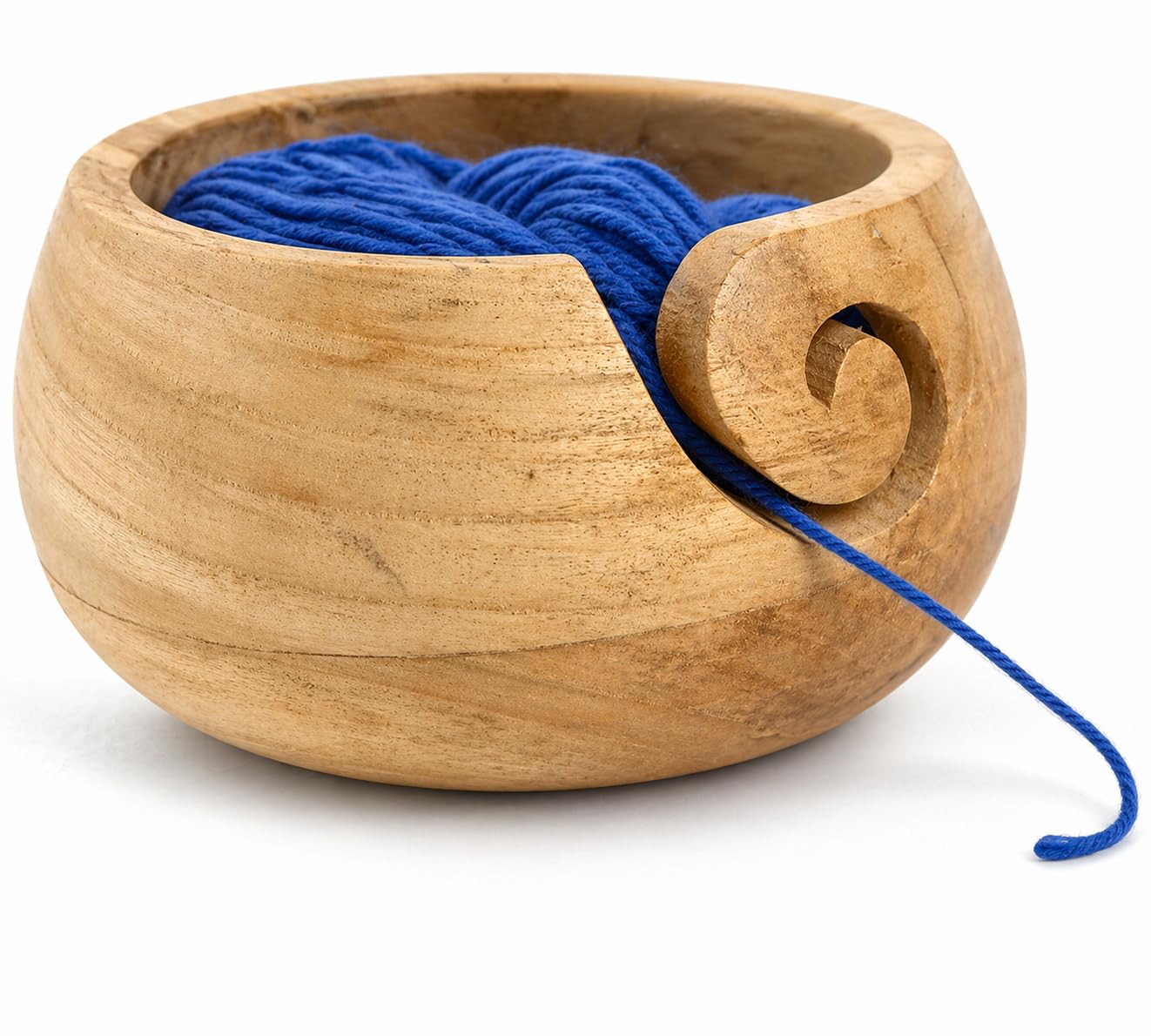 Bol à laine en bois fait main pour tricot et crochet de luxe