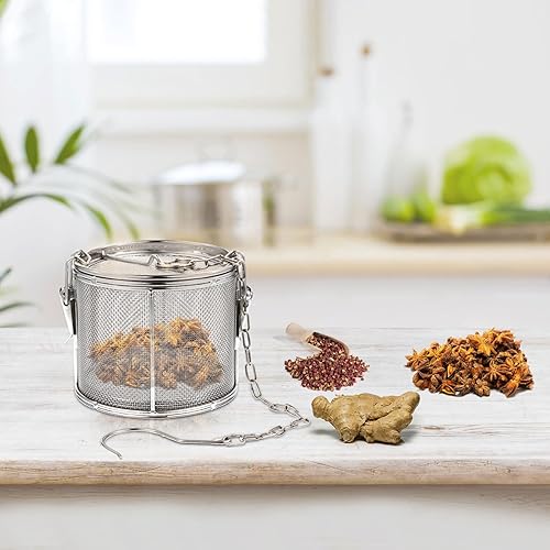 Miniatura 8 de Cabilock Caja de marinada de acero inoxidable colador de malla de bola infusor de té Infusor de filtro de sopa, filtro de acero, tamiz de té, hoja