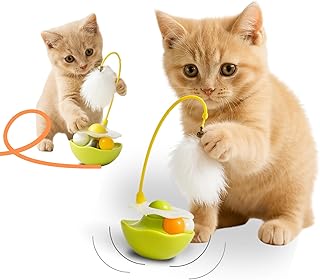 Modern neco (モダン猫) 360°くるくる猫じゃらし ひとり遊び 起き上がりこぼし お留守番 またたび球 運動おもちゃ3色展開