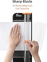 Vista 6 de Firbon Cuchilla de repuesto para cortador de papel con diseño de protección automática de seguridad para recortadora de papel A4 en blanco y negro