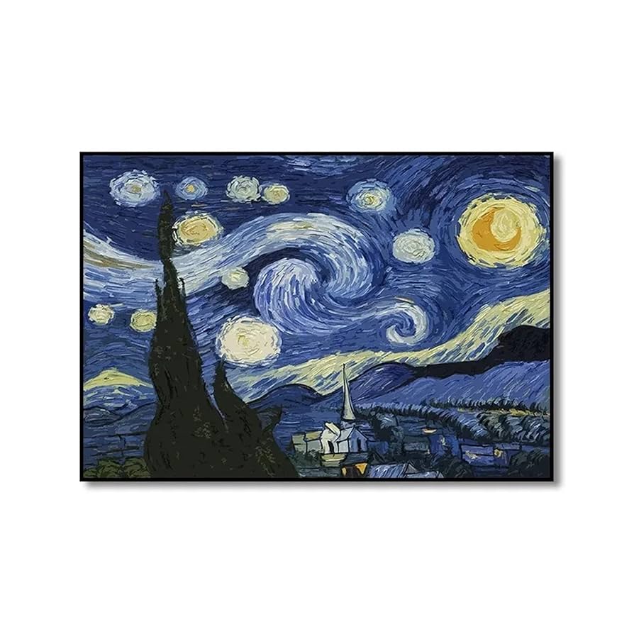 Amazon.co.jp: 防水キャンバスプリント 星月夜モネひまわり壁