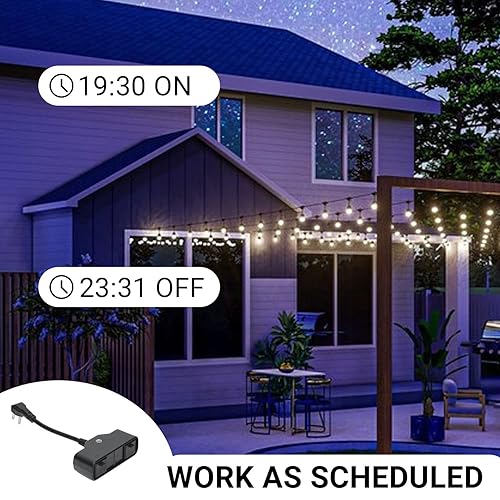 Miniatura 7 de Enchufe inteligente – Enchufe WiFi para exteriores con 2 enchufes | Resistente al agua | Toma de corriente para cadena de luces con temporizador,