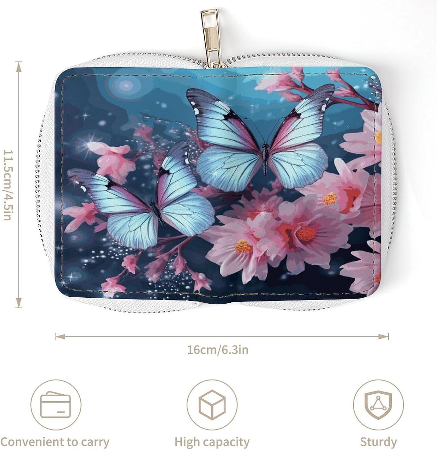 Butterfly Blossoms Card Holder RFID Blocking,Credit Card Wallet for Women And Men,Card Case Organizer Bag with Zipper