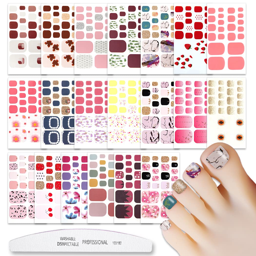 WOKOTO 20 Sheets Pink Cute Toe Nail Stickers for Women Nail