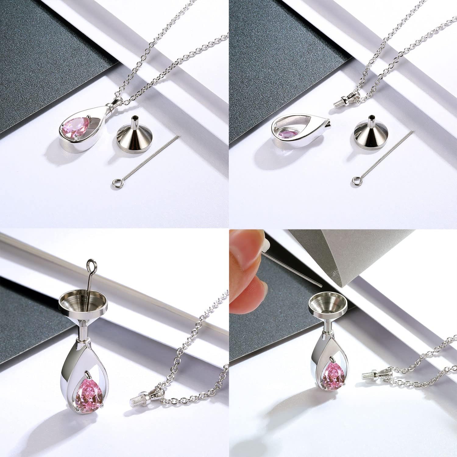 Sariel 925 Sterling Silver Cremation Jewelry Memorial CZ Teardrop Ashes Keepsake Urns Pendant Necklace for urn Necklaces Ashes Jewelry Gifts - Image 3