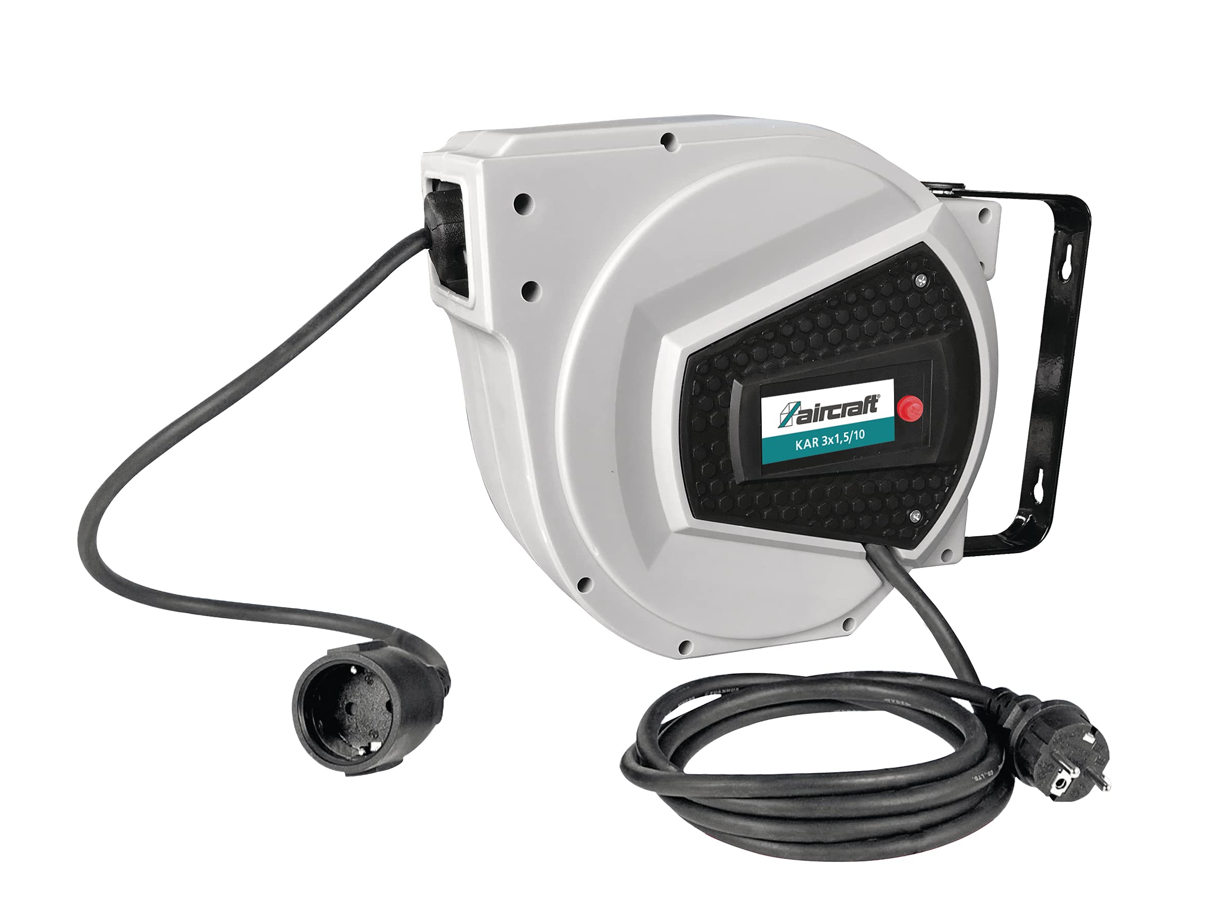 Aircraft Enrollador de cable 3 x 1,5 (longitud 10 m, con mecanismo de enrollado automático para aficiones, agricultura, comercio e industria)