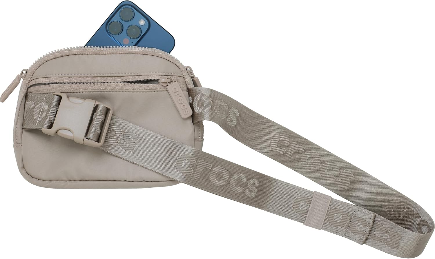 Crocs Classic Belt Waist Bag, Customizable Fanny Pack, Personalize with Jibbitz Charms, Taupe, One Size