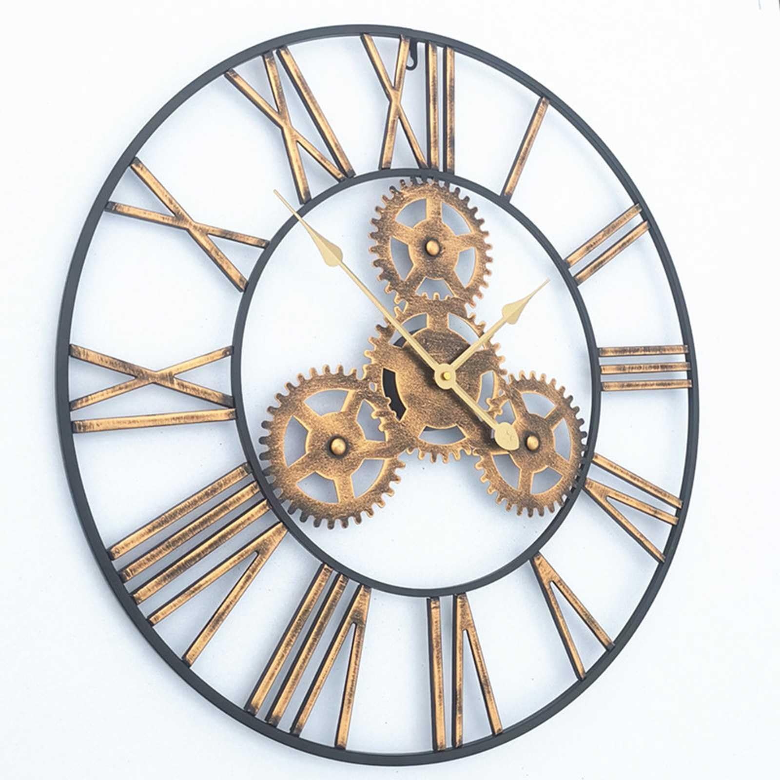 Reloj De Pared Estilo Industrial Retro Americano Hierro Metálico Roma Engranaje Reloj Cuarzo Sala Estar Decoración del Hogar