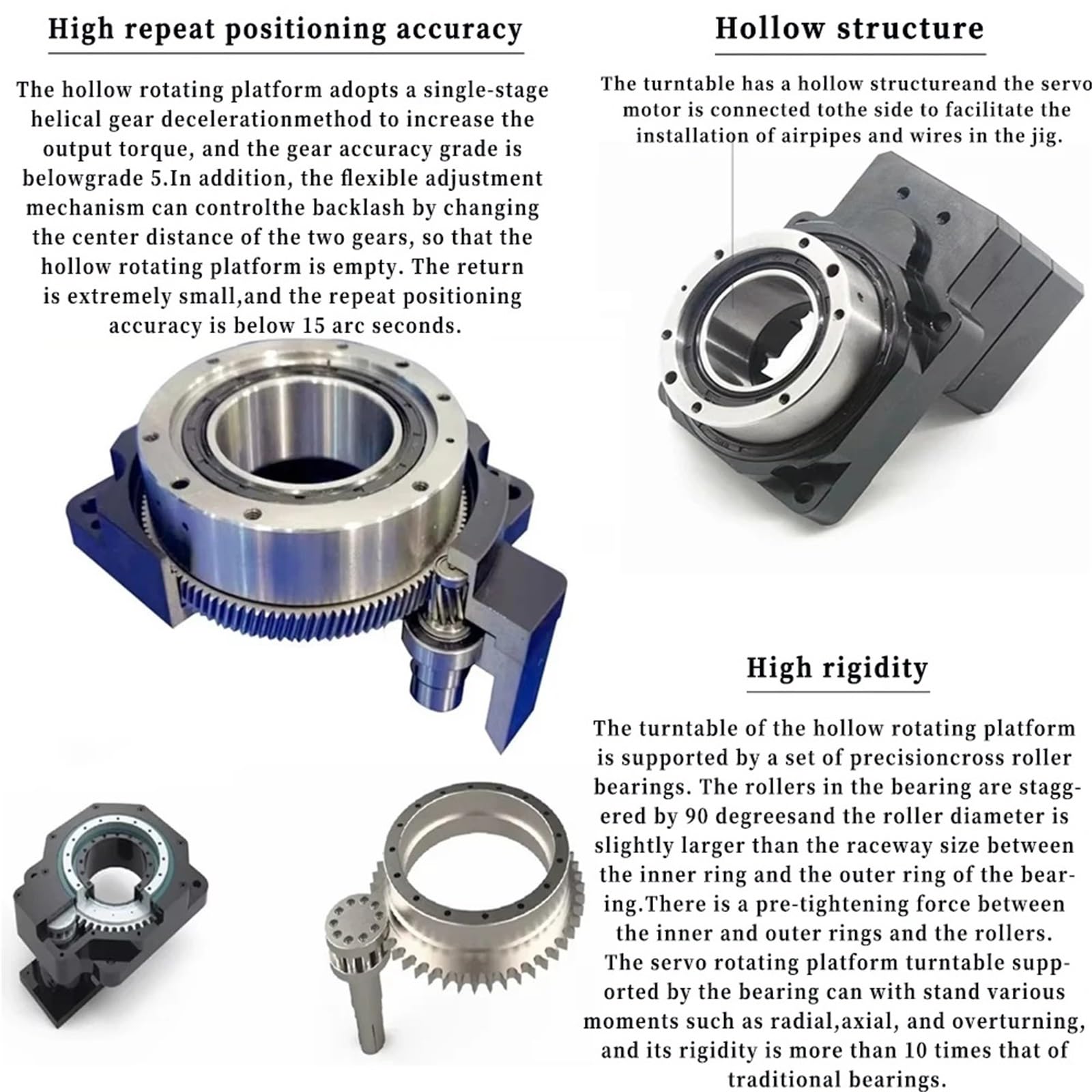 1 x Nema23 130 mm Hohlraum-Rotationsplattform mit Kegelradgetriebe (Verhältnis 70 to 1,14 mm Input-Nema34)