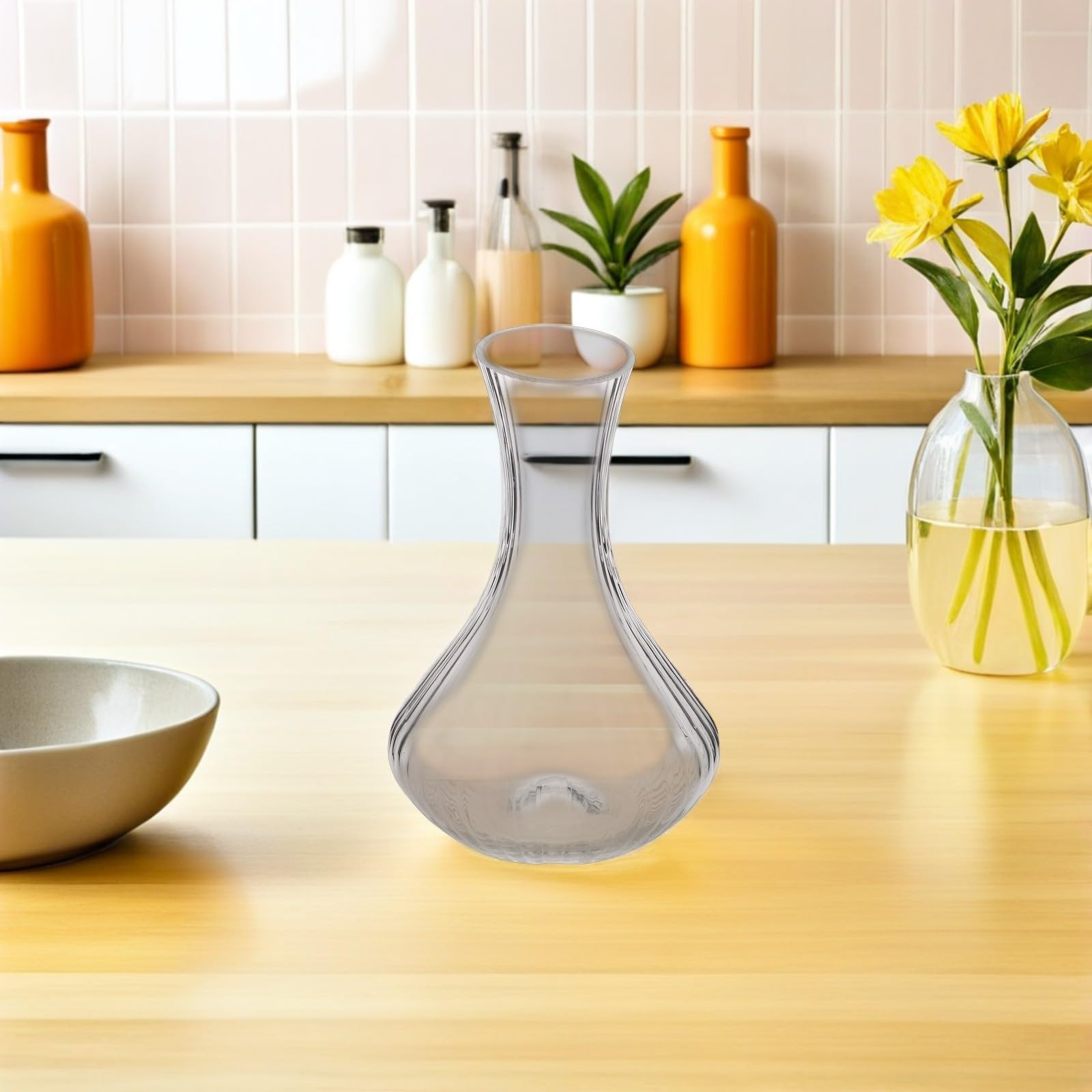 Decantador de Vino y Vidrio Boca Inclinada 1580ml Diseño a Rayas