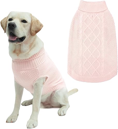 Mihachi Suéter de cuello alto para perro, abrigo de invierno, ropa clásica de punto trenzado con agujero para la correa para clima frío, regalo