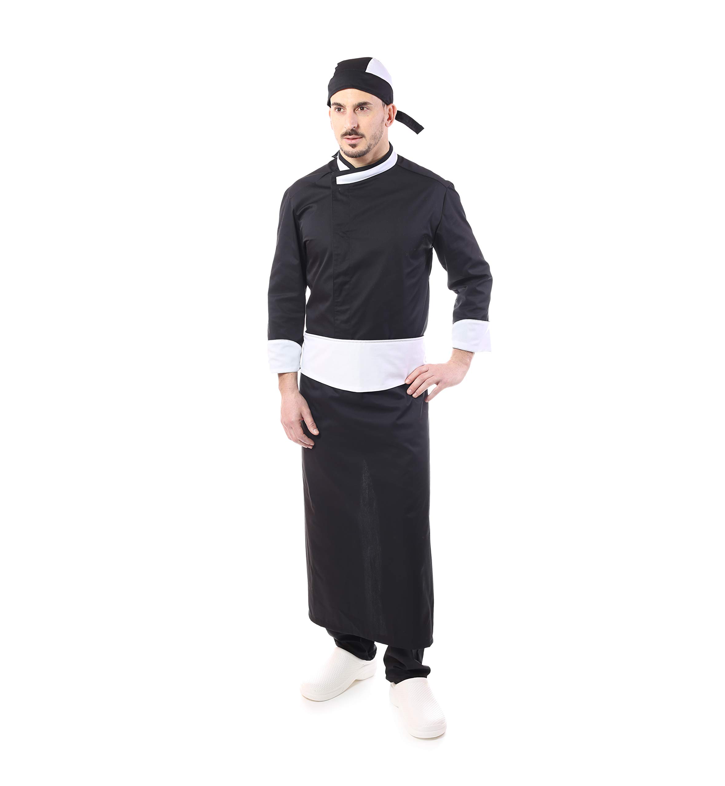Set Cucina Ricamo Vari Colori Uomo Donna 4 Pezzi Cappotto Bandana Cucina Ristorante Made in Italy