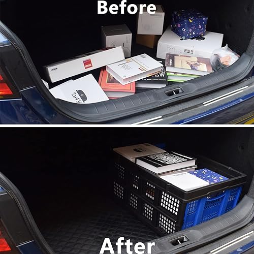 Miniatura 5 de Cesta de almacenamiento de plástico plegable de 49 litros, organizador de contenedores de almacenamiento plegable, caja plegable apilable para