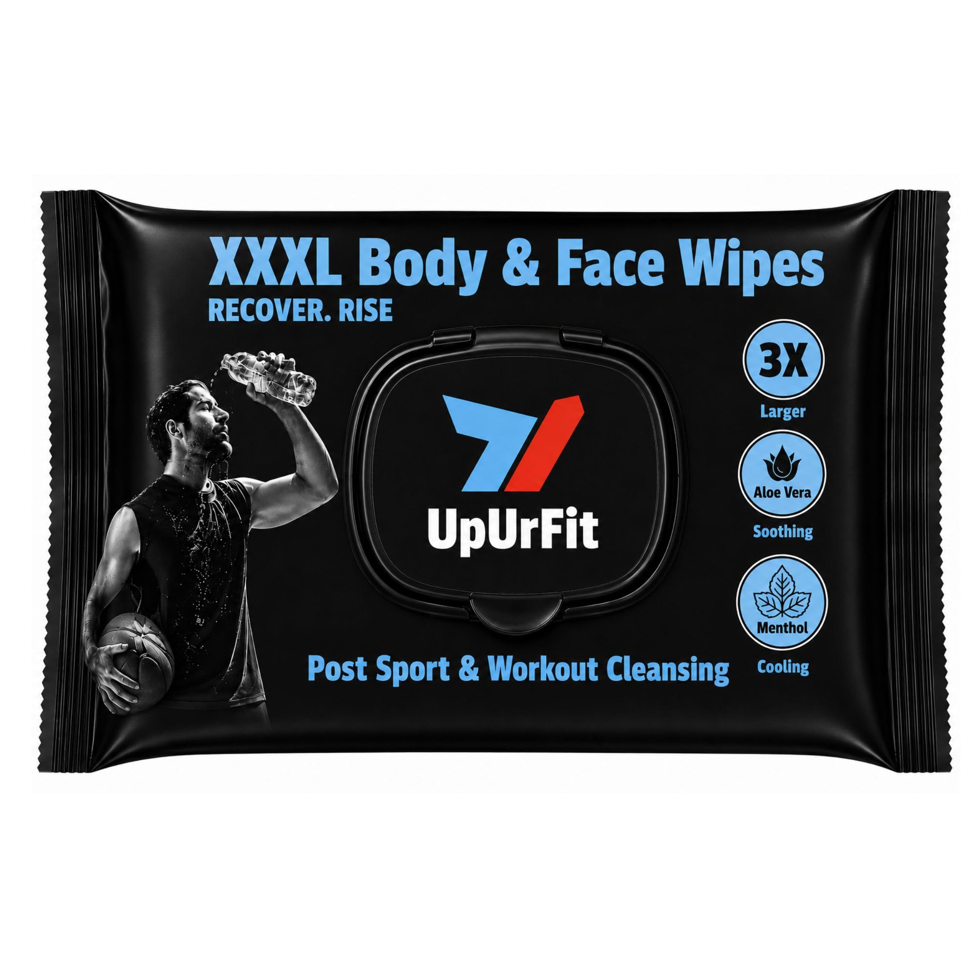 XXXL Body & Face Wipes, 10 Sheets per Pack | Wet Wipes for Face, Post Sport and Workout Cleansing, Aloe Vera, Menthol, Olive Oil Infused Relaxing Formula-image-39