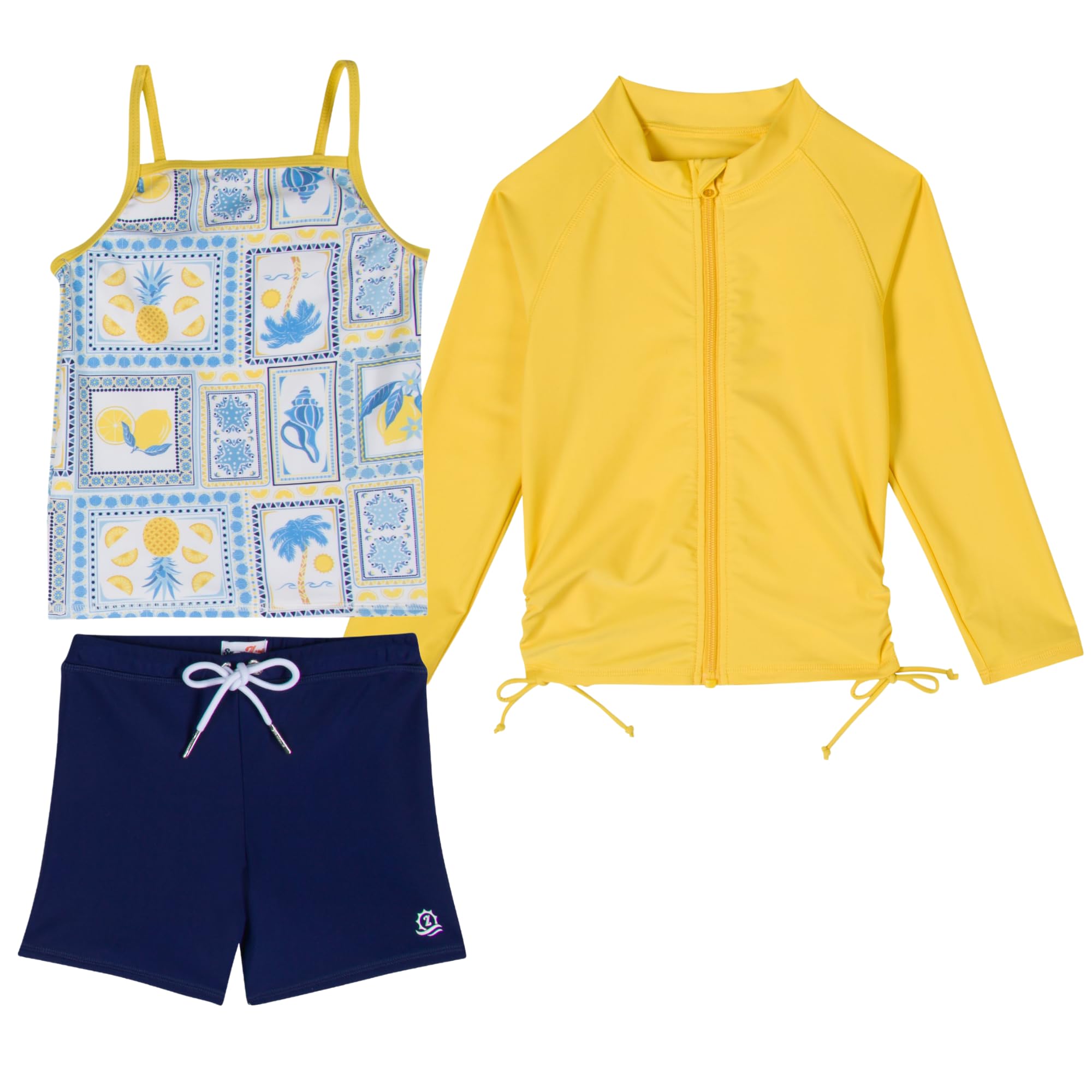 SwimZip Girls' 3-Piece Rash Guard Swimsuit Long Sleeve UPF 50+ Bathing Suit