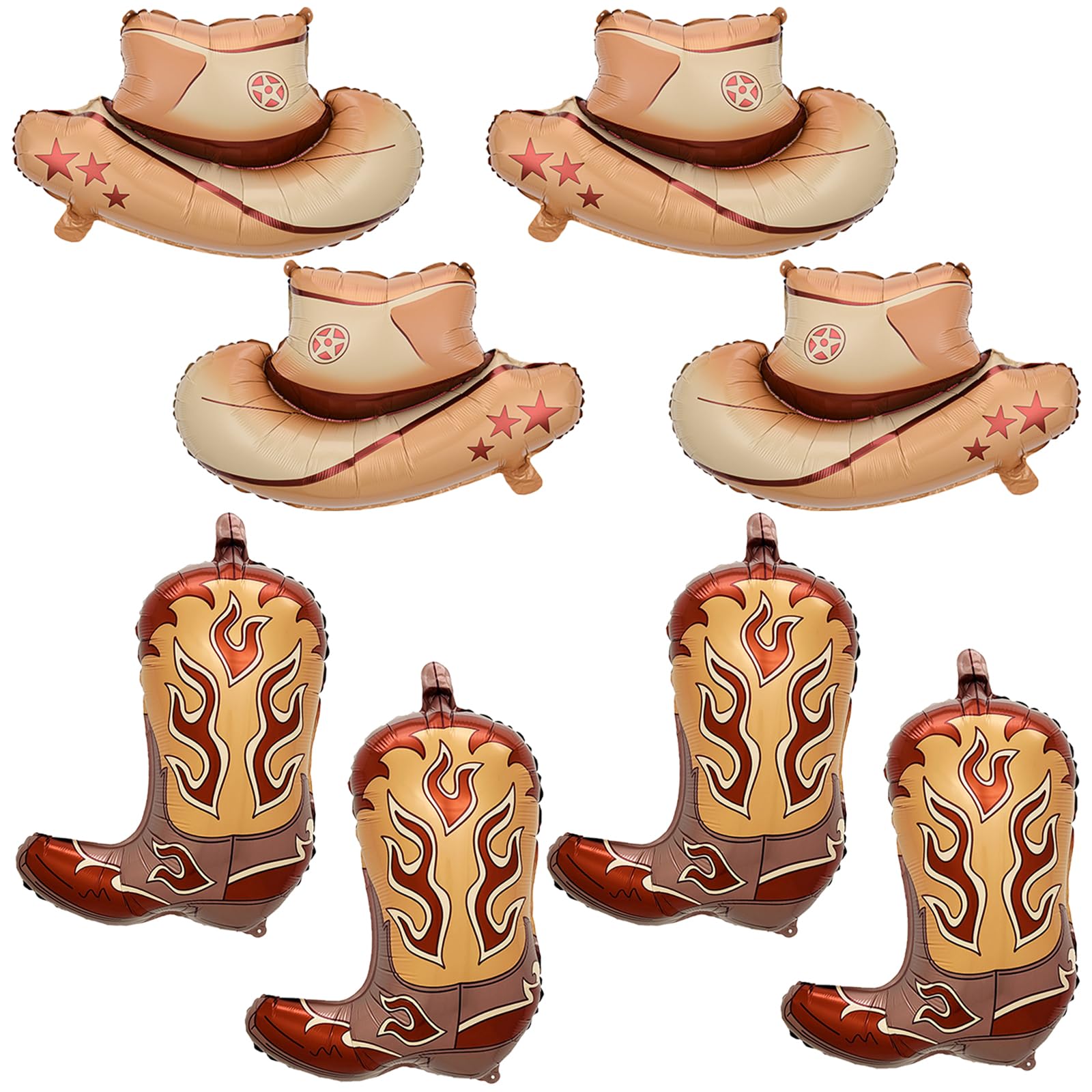 8Pcs Western Themed Party Balloons Cowboy Boot Balloons Cowboy Hat Foil Balloons Western Cowboy Party Balloons Cowboy Rodeo Birthday Party Decorations