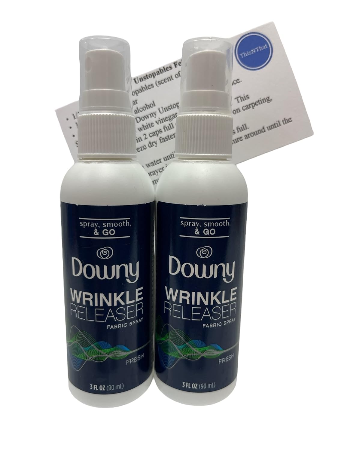 Downy Spray, Smooth, & Go Wrinkle Release Fabric Spray Bundle (2) 3 oz Travel Bottles