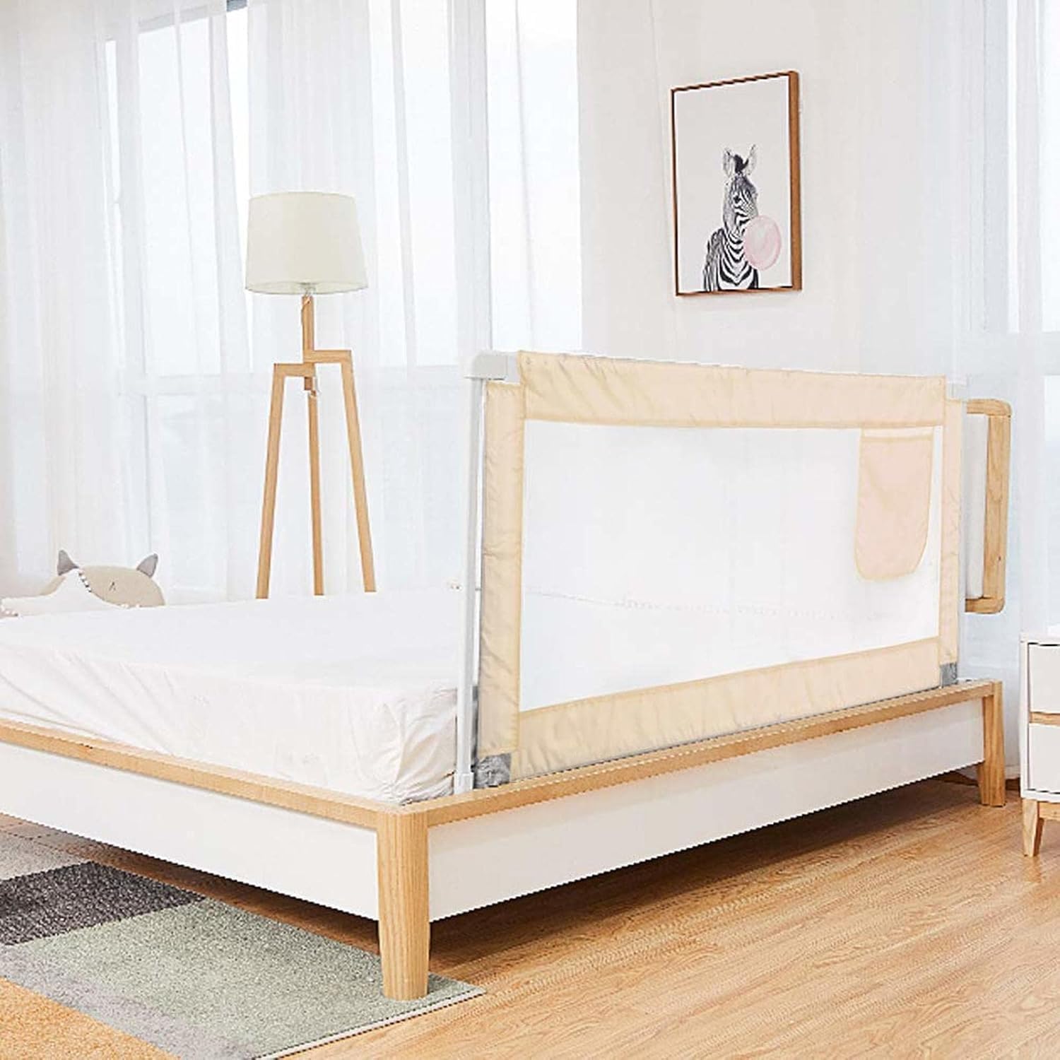 Höhenverstellbares Bettgitter Absturzsicherung für Bett, tragbares Bett Schutzgitter für Kinder & Familienbett, Baby Bettgitter für Boxspringbett (180x80cm)