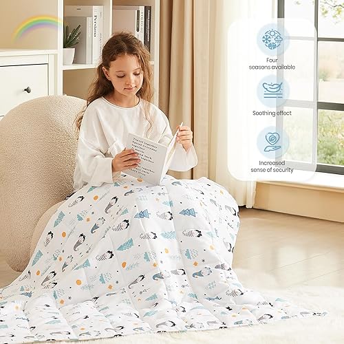 Miniatura 9 de HOSUKKO Manta pesada para niños, manta pesada para niños, manta pesada gris de 3 libras para niños, mantas con peso para niños pequeños, manta con