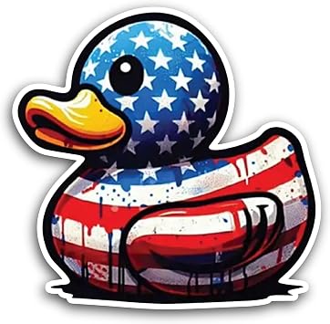 2 Pieces 3" and 5" Rubber Duck American Flag Sticker, Waterproof Vinyl Decals for Many Purpose Like Cars, Trucks, Laptops, Phones, Windows and More
