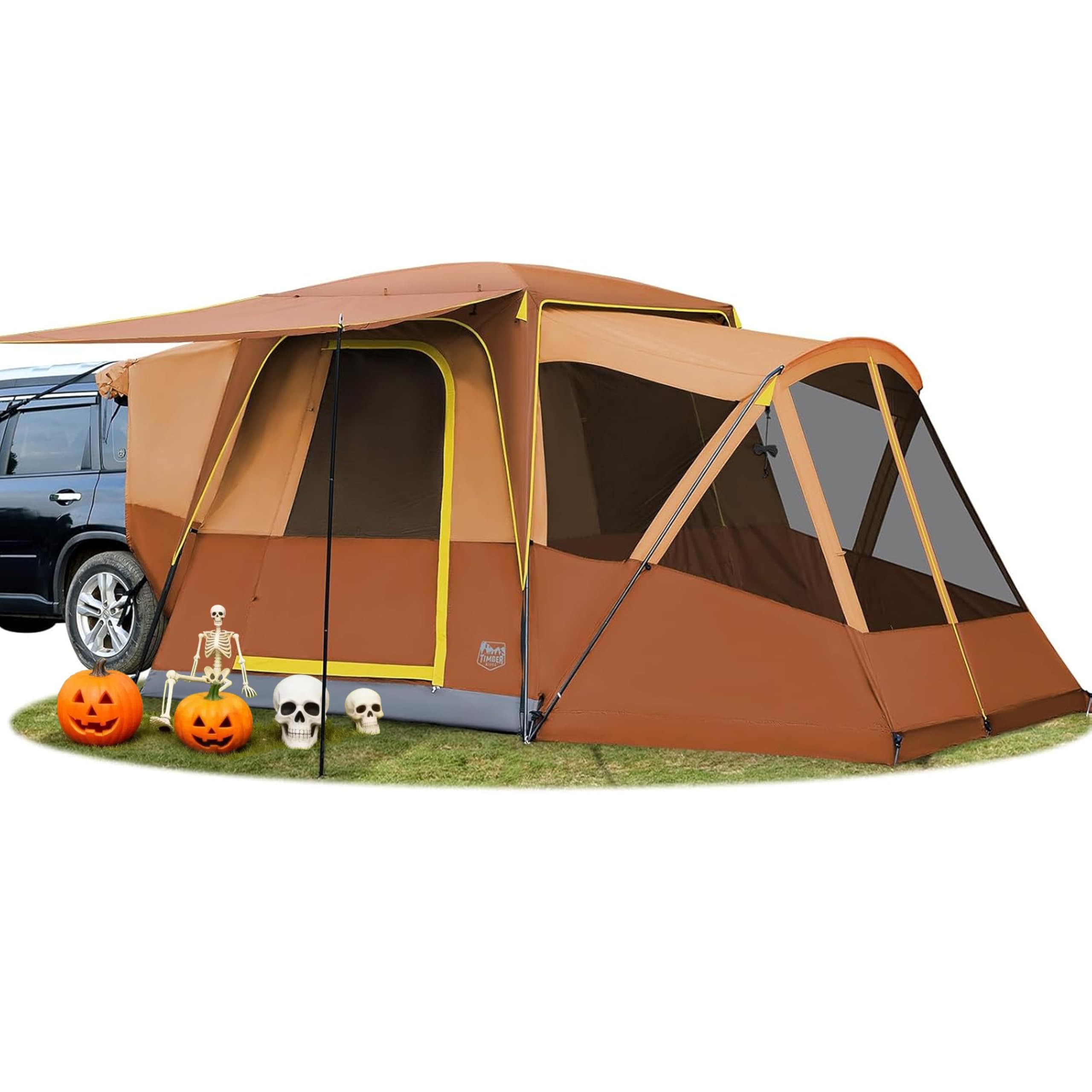 TIMBER RIDGE 5-9 Person SUV Tent with Screen Porch and Awning for Family Camping, Weather Resistant and Portable Van or Car Tent, Includes Rainfly and