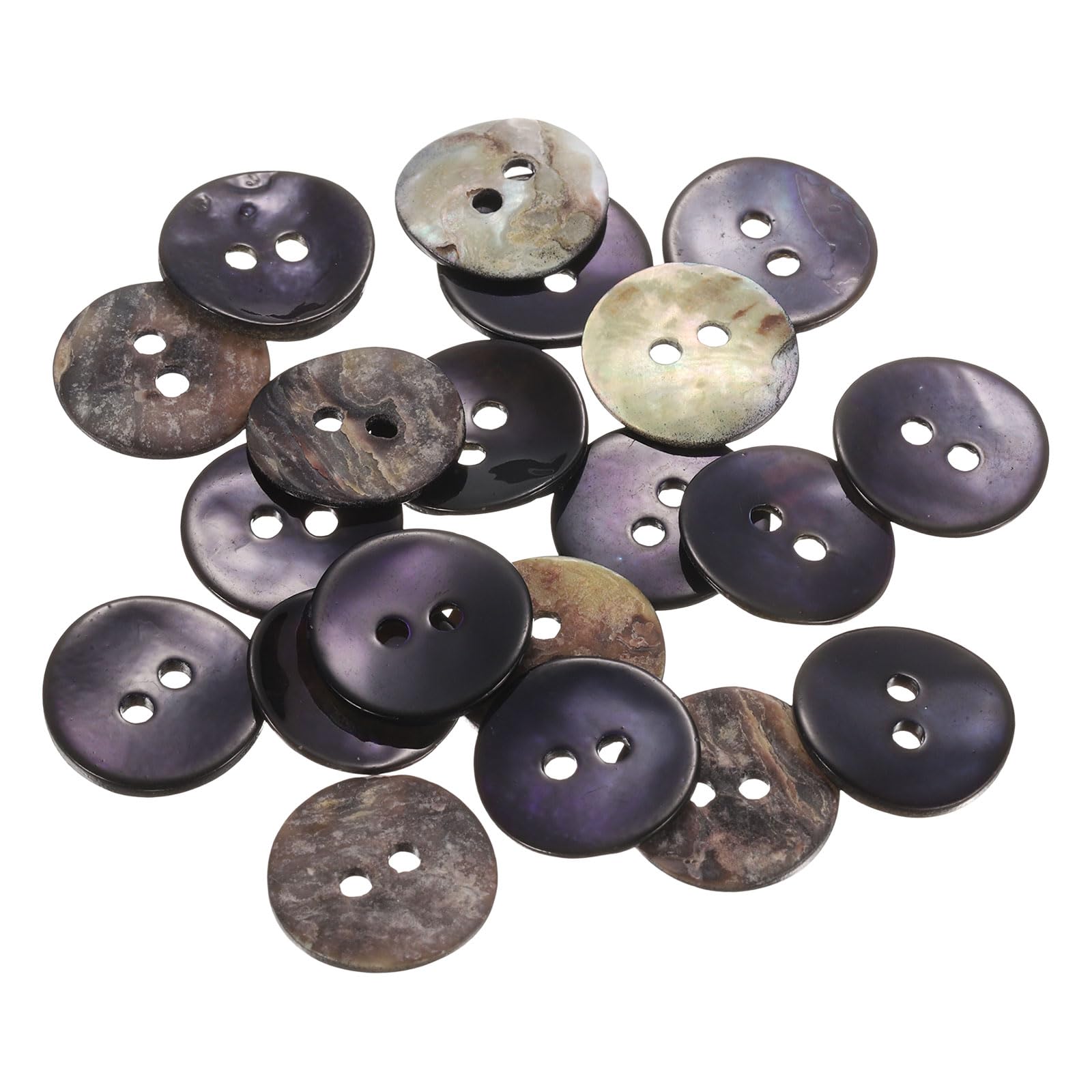 sourcing map 20Pcs Natural Shell Buttons, 15mm 2 Hole Mother of Pearl Blazer Buttons Sewing Craft Shell Discs for Shirt Sewing DIY Crafts Decoration, Dark Blue