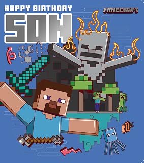 Danilo Promotions Limited Son Birthday Card, Birthday Card for Son, Minecraft Birthday Card for Son, Birthday Card for Him Minecraft,Multi,210 x 290 mm