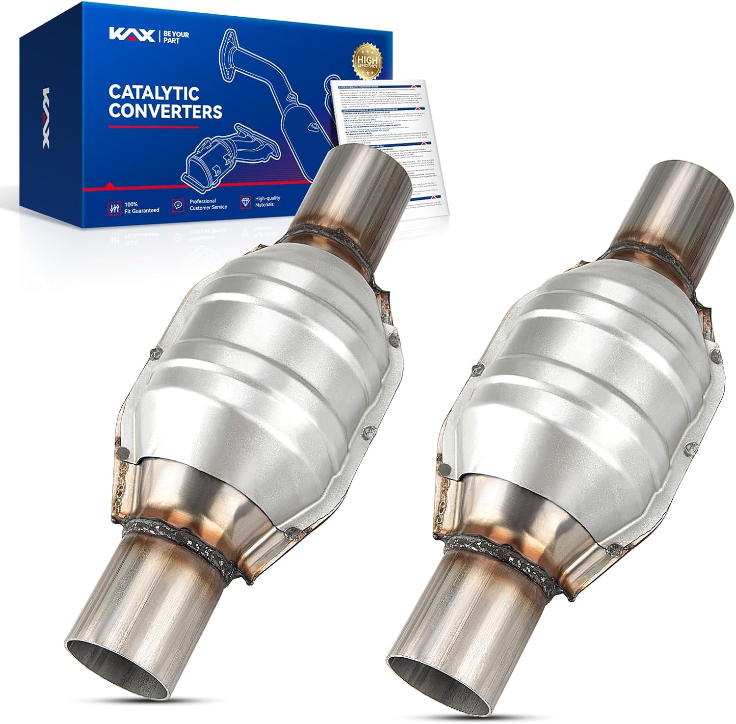 KAX 2.25"Catalytic Converter Fit for Ra-m 1500 2002-2010,Aspen 2007-2009,1500 2011-2012 3.7L,5.7L,Durango 2004-2009,Catalyst 2 Pore,53005,2 PCS,EPA Compliant