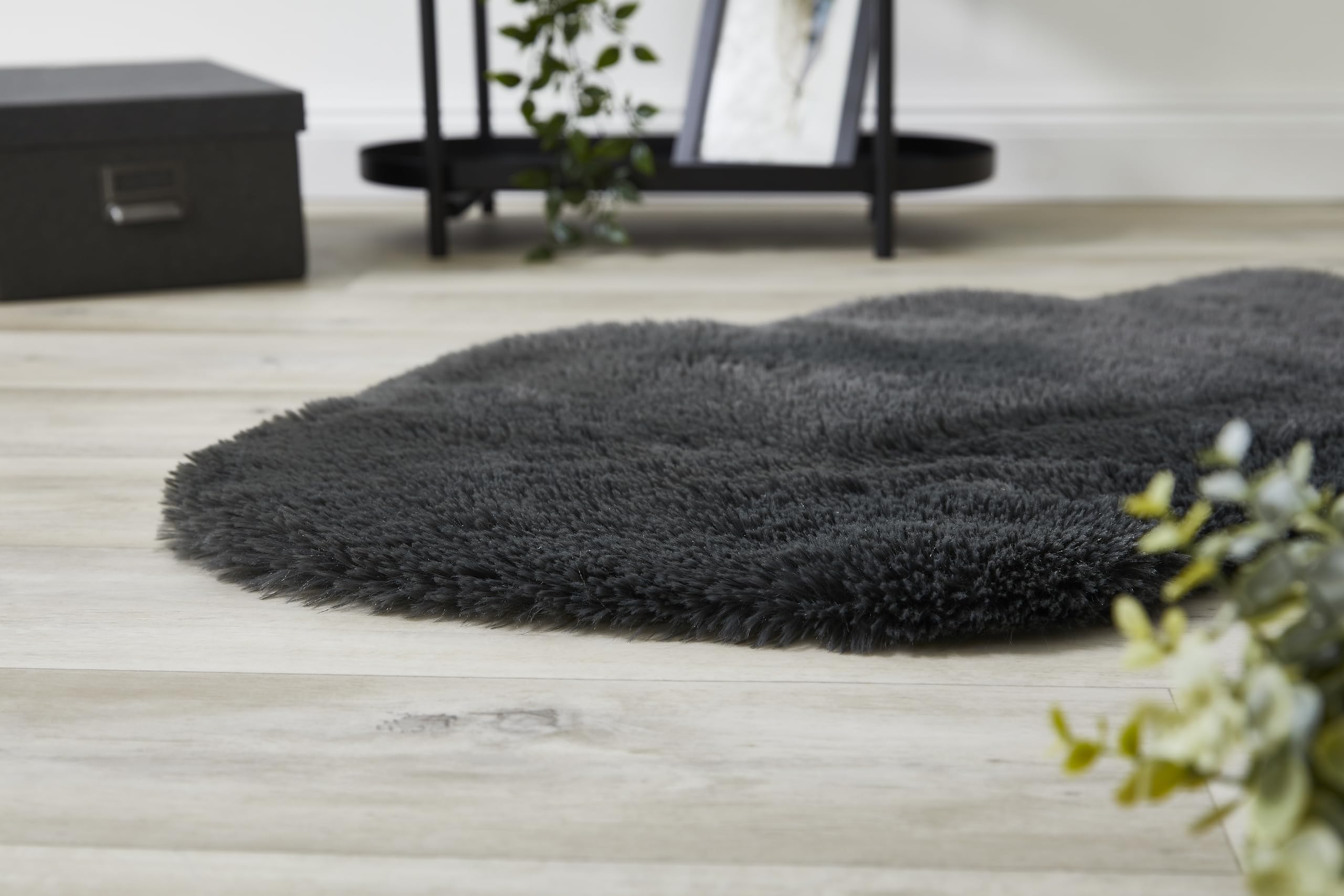 andiamo Kunstfell Teppich Alpa gemütlicher hochfloor Fellteppich 35 mm Florhöhe weich und flauschig anthrazit 2er Set 50 x 80 cm