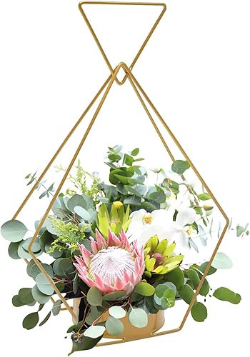 LOHISHILO 10 jarrones geométricos de flores de diamantes para bodas, centros de mesa, decoración de telón de fondo para bodas, compromisos, eventos,