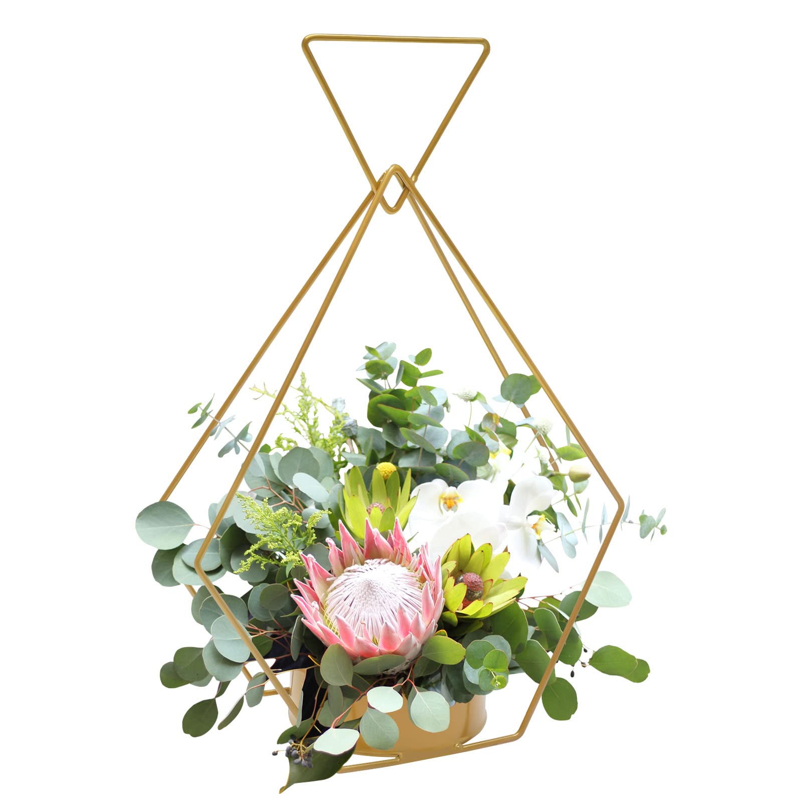 10pcs Portable Flower Basket Centerpieces, Gold Wedding Flower Basket Vase, Metal Flower Arrangements Vase for Wedding Party Home Decor