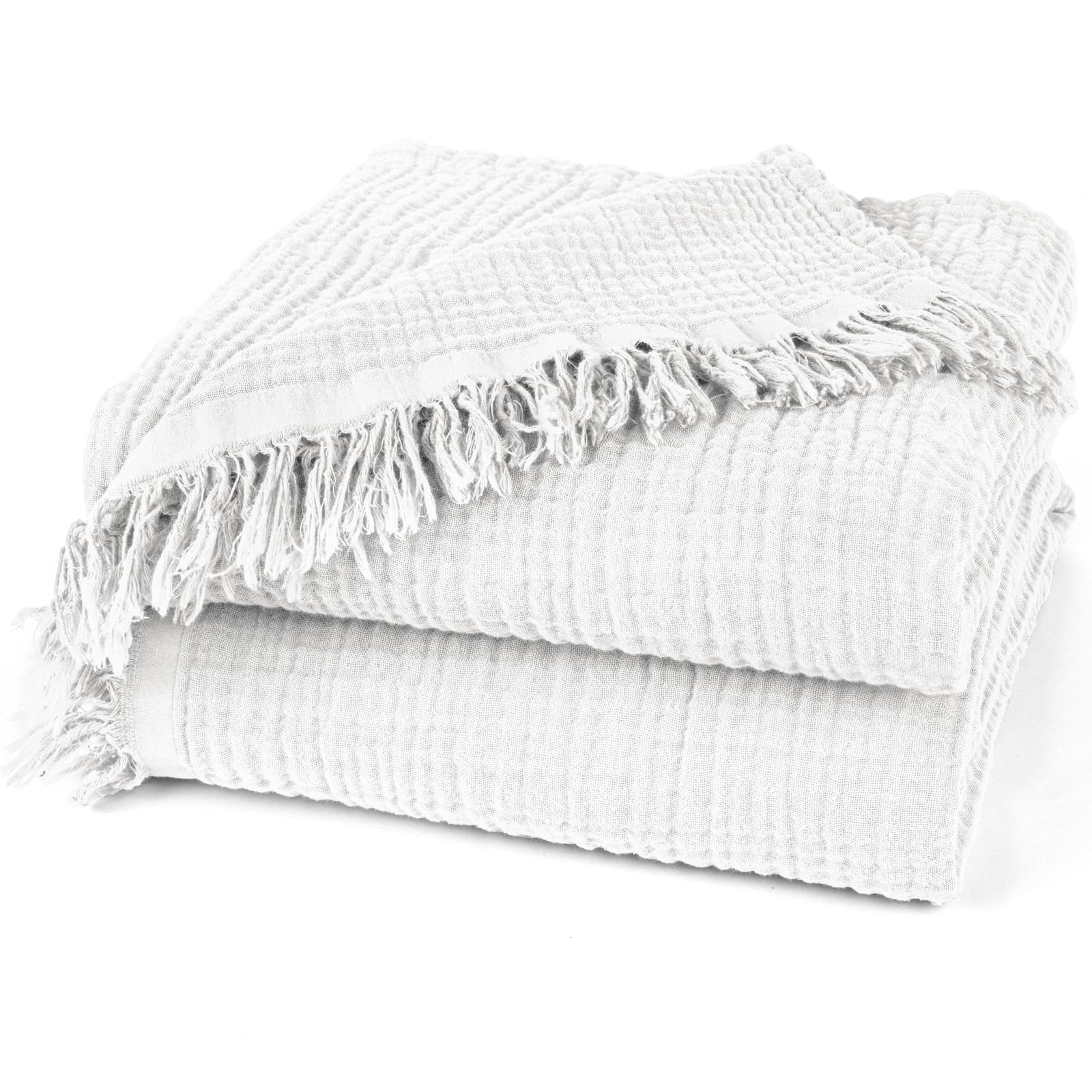 Musselin Decke 150x200 cm Oeko-Tex 100% Baumwolle Kuscheldecke Weiß