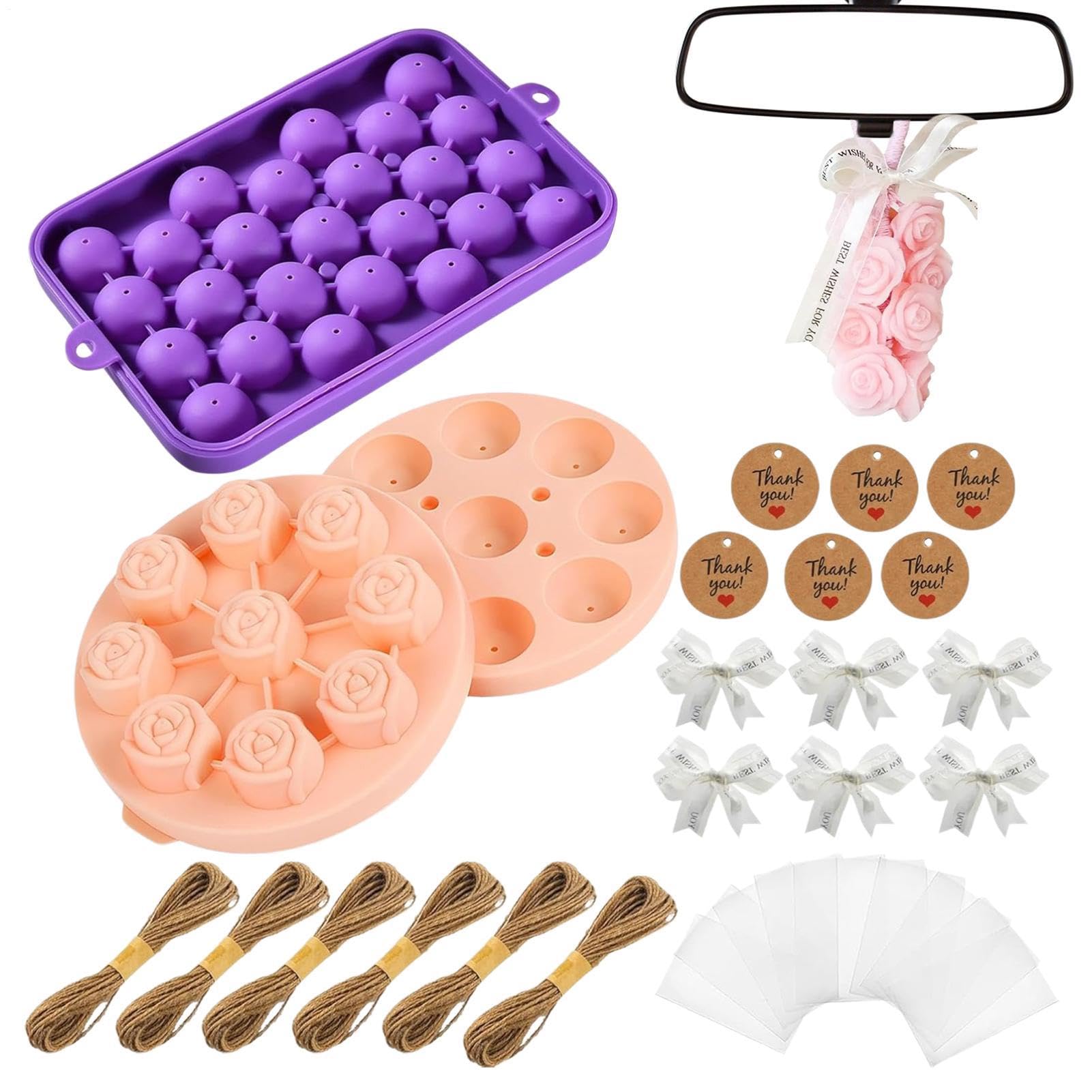 Jabón artesanal hecho en casa: kit completo de 300g con moldes de flores y cuerdas para adultos