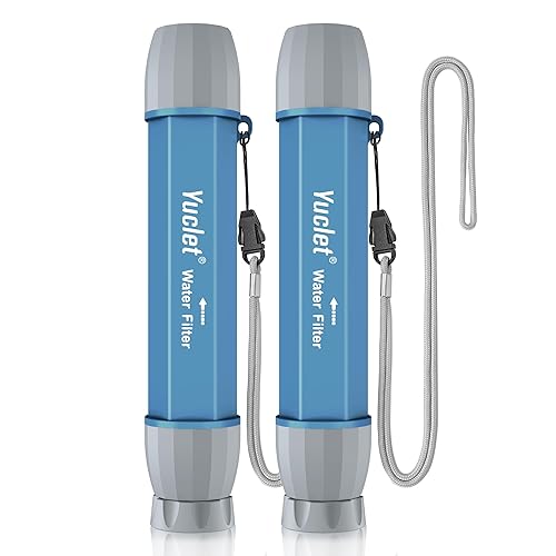 Paquete de 2 popotes de filtro de agua para supervivencia al beber, popotes personales para purificar agua, sorbete purificador de agua, equipo de