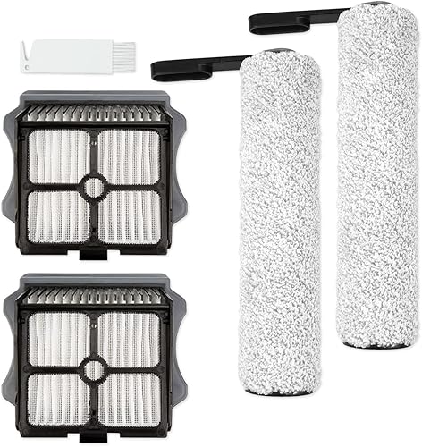 Juego de repuesto para aspiradora Tineco Floor ONE S7 Pro de alta calidad HEPA (2 rodillos + 2 filtros), rodillo de fibra que no se desprende con