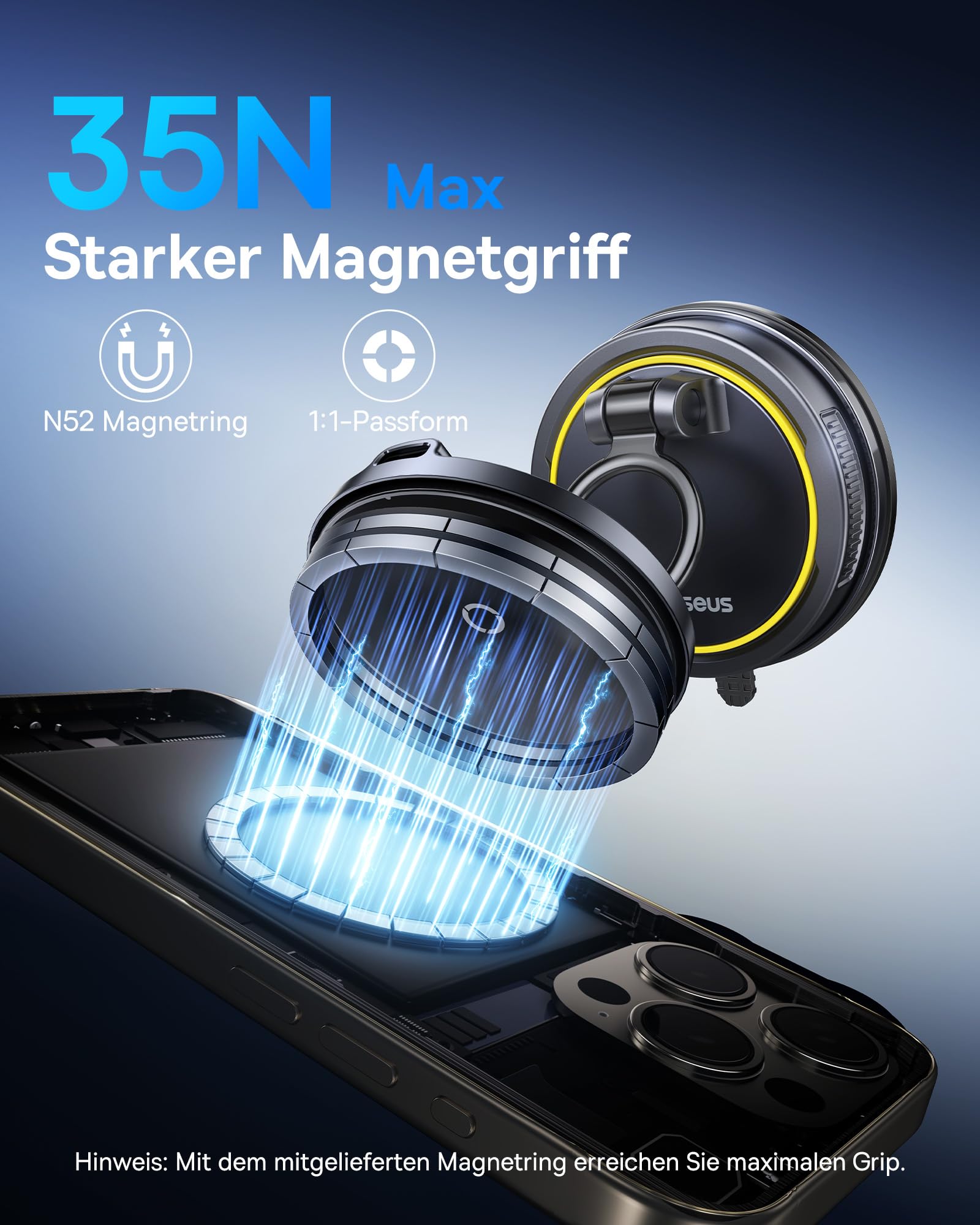 Baseus VC2 Flex Pro 15W Handyhalterung Auto für Magsafe mit Ladefunktion, Magnet Autohalterung kfz Ladegerät für Armaturenbrett, Wireless Car Charger für iPhone 17,16,15,14,13,12 Pro Max