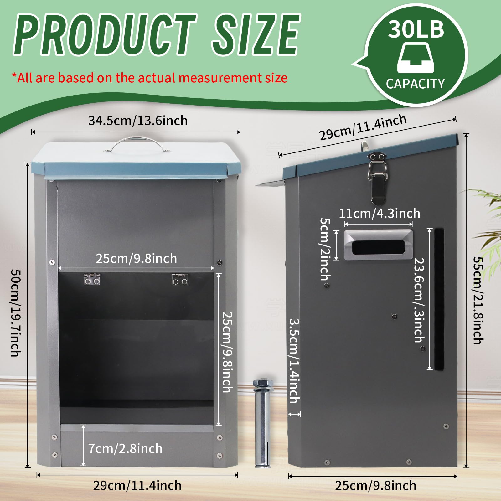 Automatic Dog Feeder with Handle,25 Pounds Large Breed Indoor or Outdoor Auto Dog Food Dispenser Galvanized Gravity Livestock Automatic Feeder