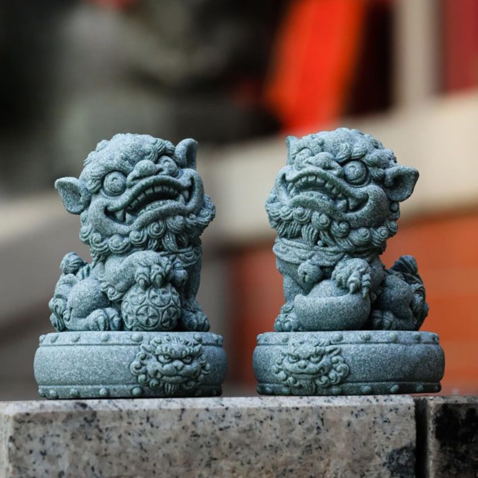 Lions en pierre de 9,7 cm pour sublimer un bureau ou créer une ambiance zen au salon