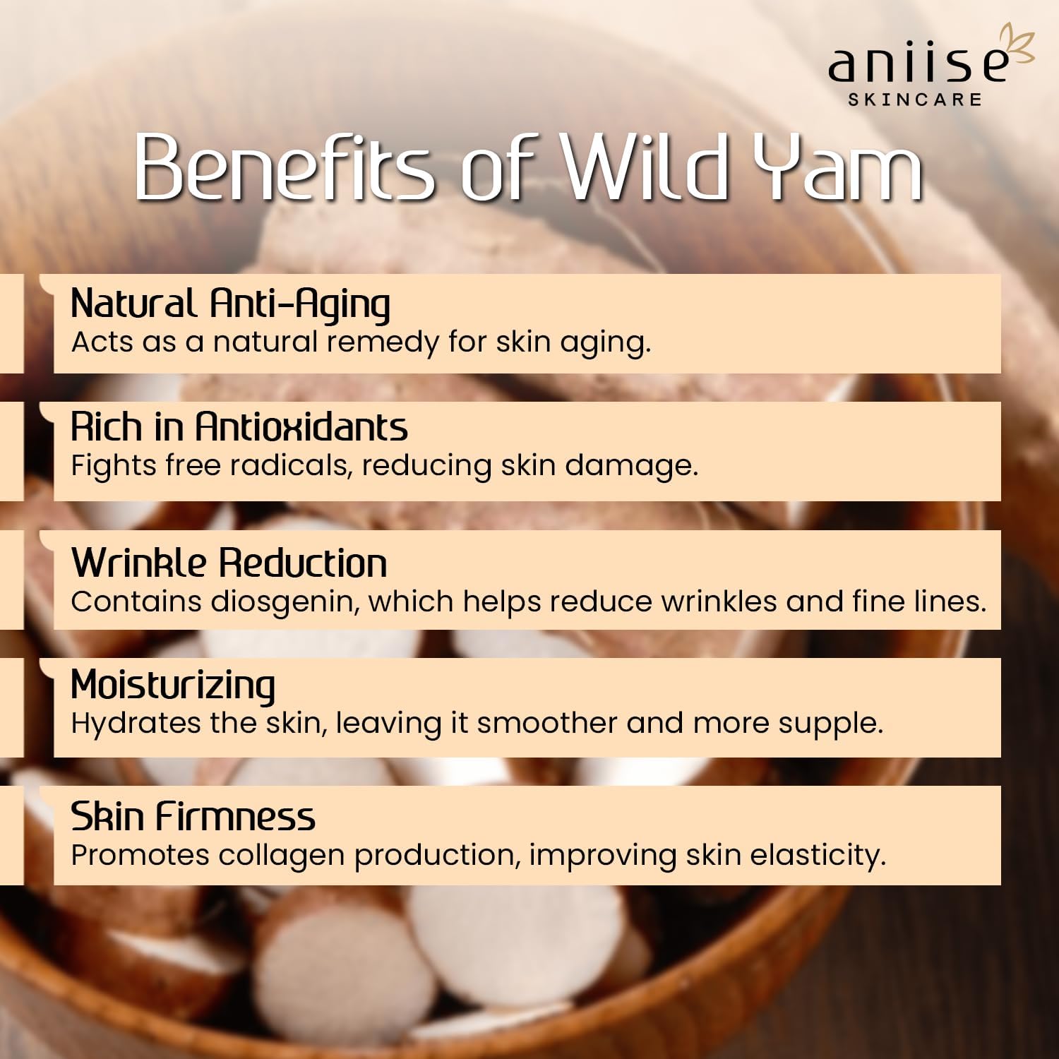 Aniise Wild Yam Age Defender Eye Cream | Anti-aging Eye Cream | Reduces Puffiness & Dark Spots, Boosts Collagen & Restores Elasticity | Fast-Absorbing Formula | 0.5 oz (15 mL)