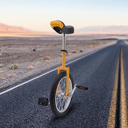 Miniatura 15 de Monociclo de rueda, bicicleta de una rueda con borde y pedales, monociclos de acero modernos para edades unisex de 10 a 60 años, entrenamiento