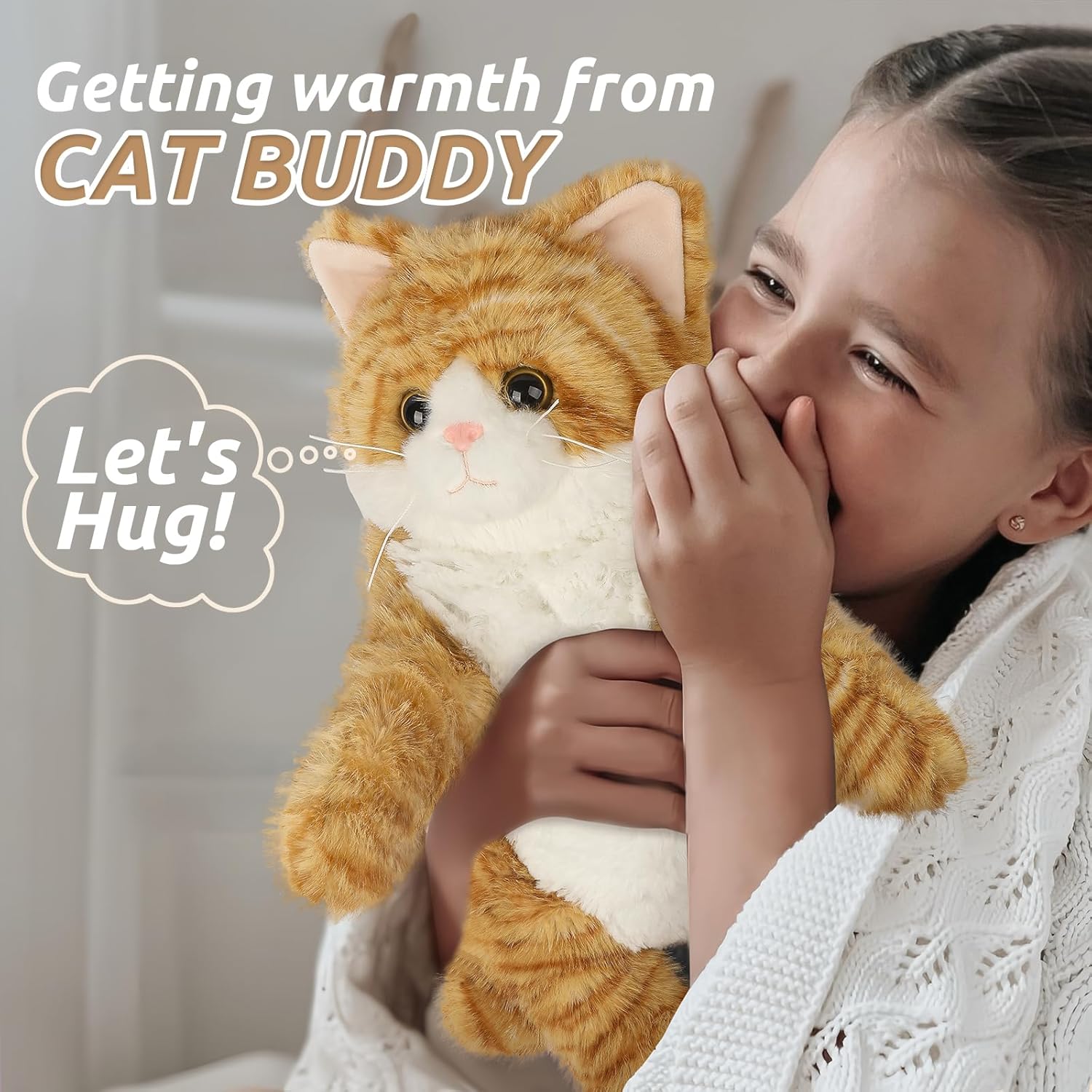 Orange Tabby Cat Stuffed Animals, Microwavable Stuffed Animal Adorable Fluffy Cat Plush for Warmth & Comfort, Heatable & Coolable Lavender Scent Cat Toys, Cute Soft Plushies Cat Gifts for Kids & Adult - Image 2