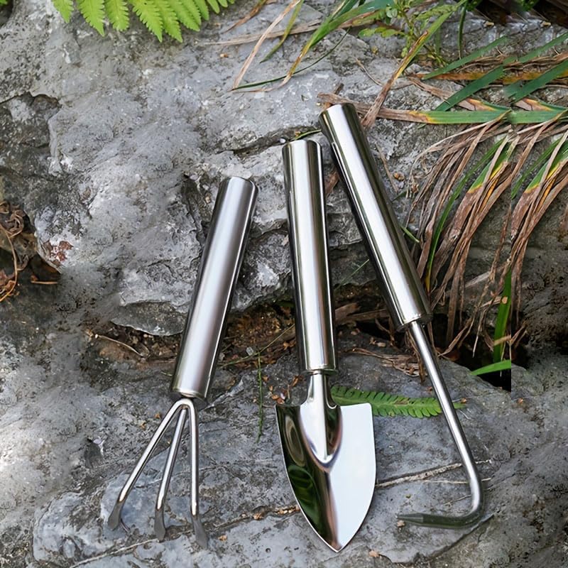 Miniatura 4 de Generic Juego de herramientas de jardín de aleación de aluminio 3 en 1, 3 unidades, plateado, ligero y resistente, asas ergonómicas, ideal para